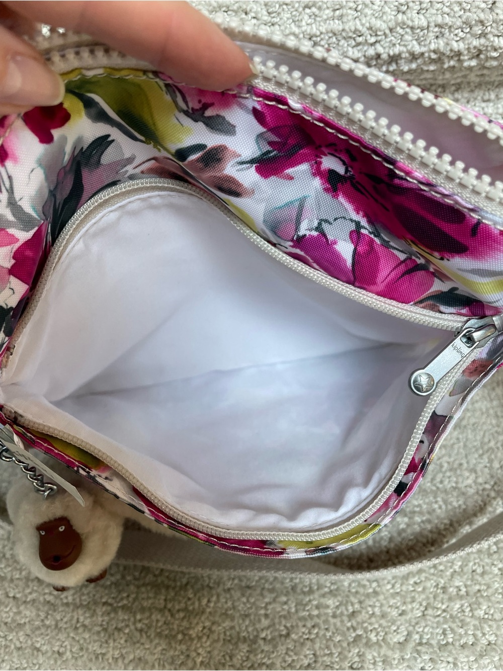 Kipling Sebastian Blushing Posies Floral Crossbody Adjustable Strap Bag Purse - Picture 10 of 15